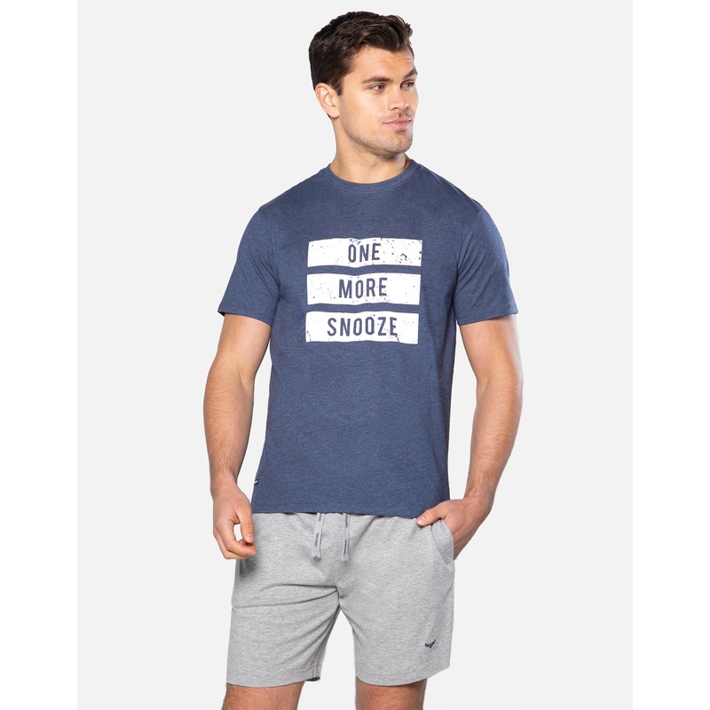 Blue & Grey Pyjama Short & T-Shirt (2-Piece Set) Navy S