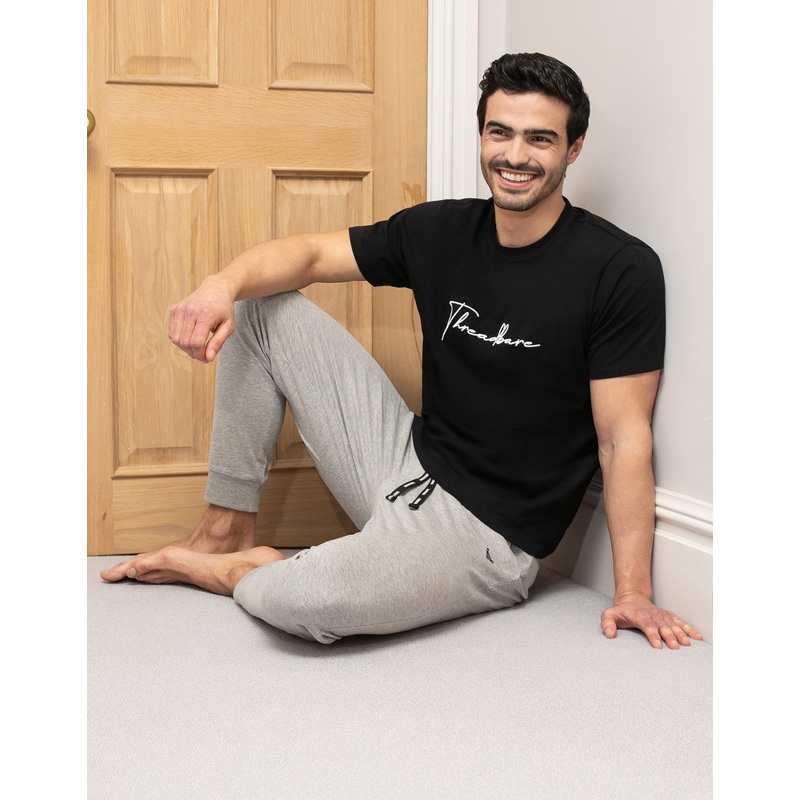 Black Cotton Pyjama (2-Piece Set) Black S