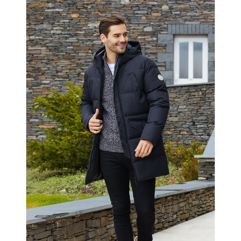 Black Longline Padded Jacket Black S