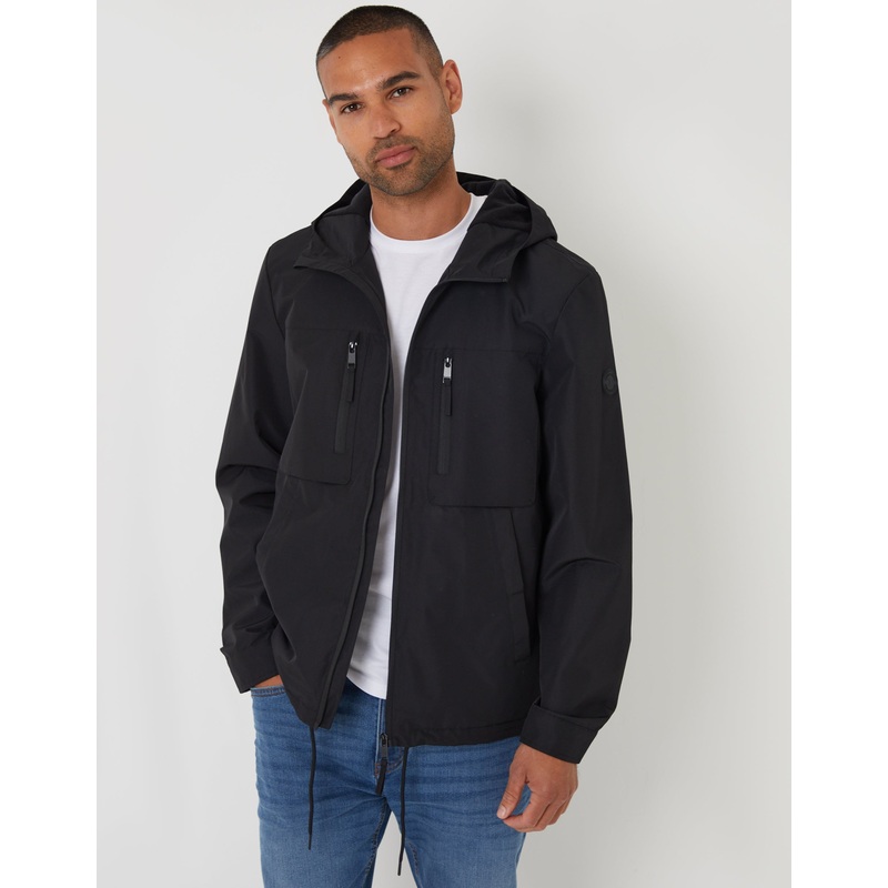 Black Microfleece Lined Hooded Jacket Black S