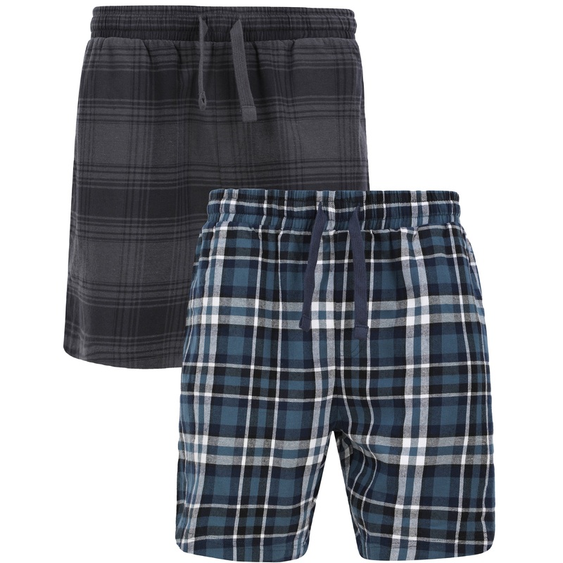 Black & Teal Check Pyjama Shorts (2 Pack) Teal/Black S