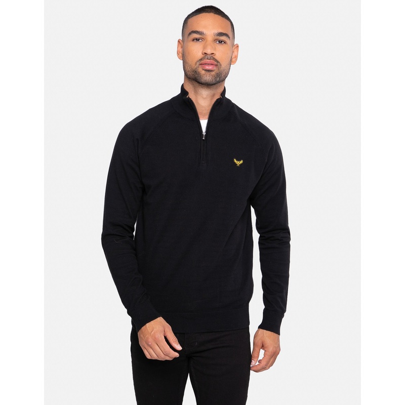 Black Zip Neck Jumper Black S