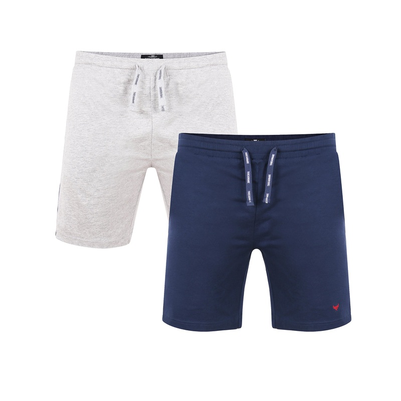 Navy & Grey Pyjama Jogger Shorts (2 Pack) Navy/Grey Marl S