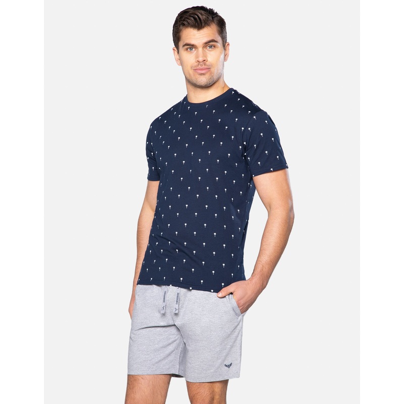 Navy & Grey Pyjama Short & T-Shirt (2-Piece Set) Navy S