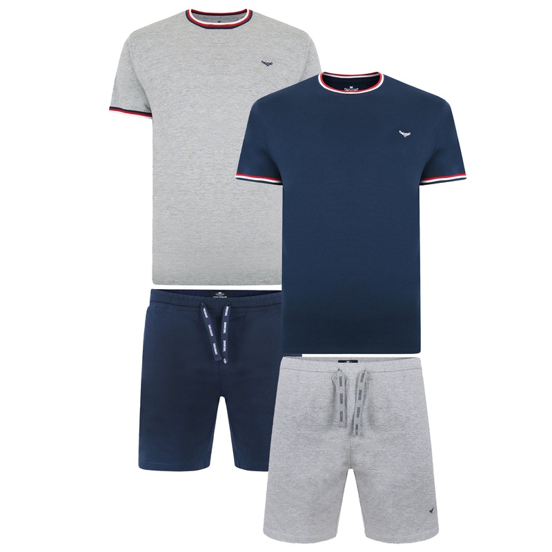 Navy & Grey Pyjama Shorts & T-Shirts (2-Piece Set) (2 Pack) Navy & Grey Marl S