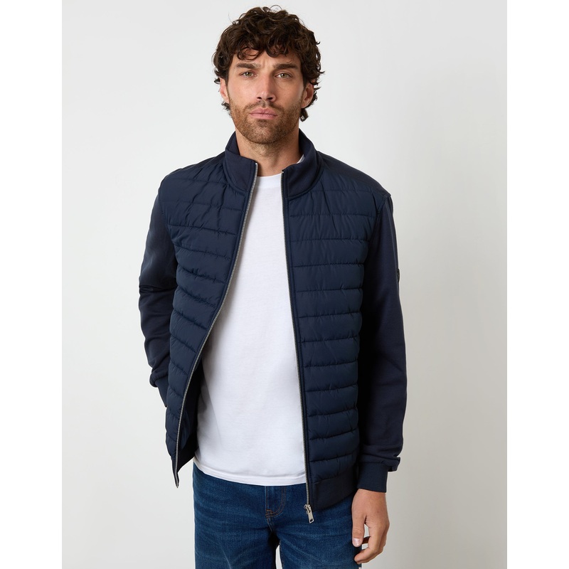 Navy Quilted Hybrid Funnel Neck Jacket Navy S