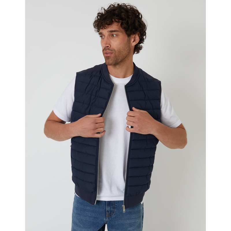 Navy Quilted Hybrid Gilet Navy S