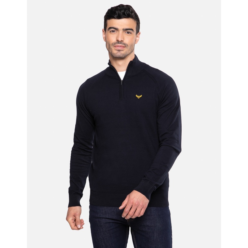 Navy Zip Neck Jumper Navy S