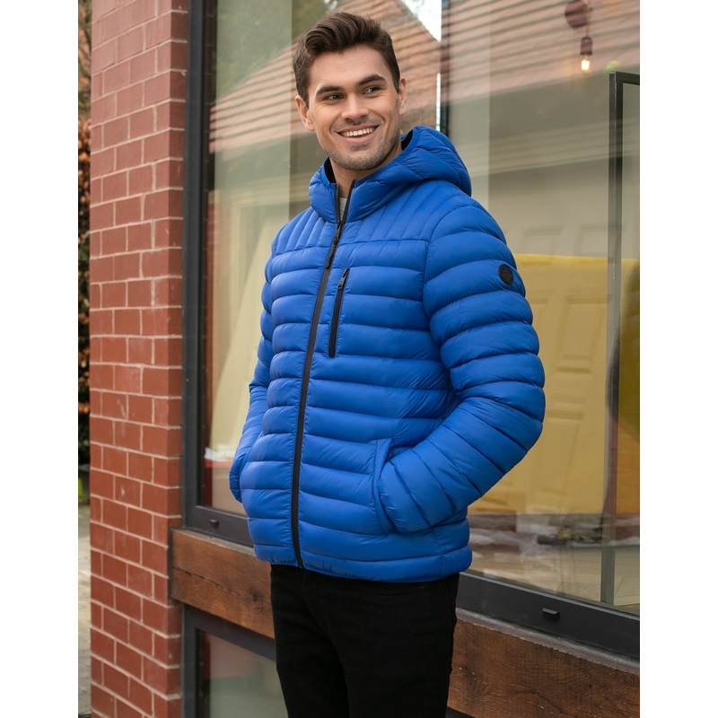 Royal BlueHooded Puffer Jacket Royal Blue S