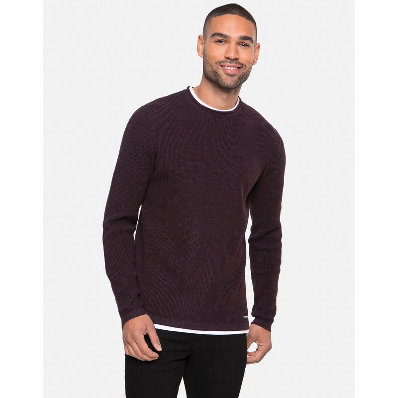 Wine Red Mock T-Shirt Jumper Wine Red S