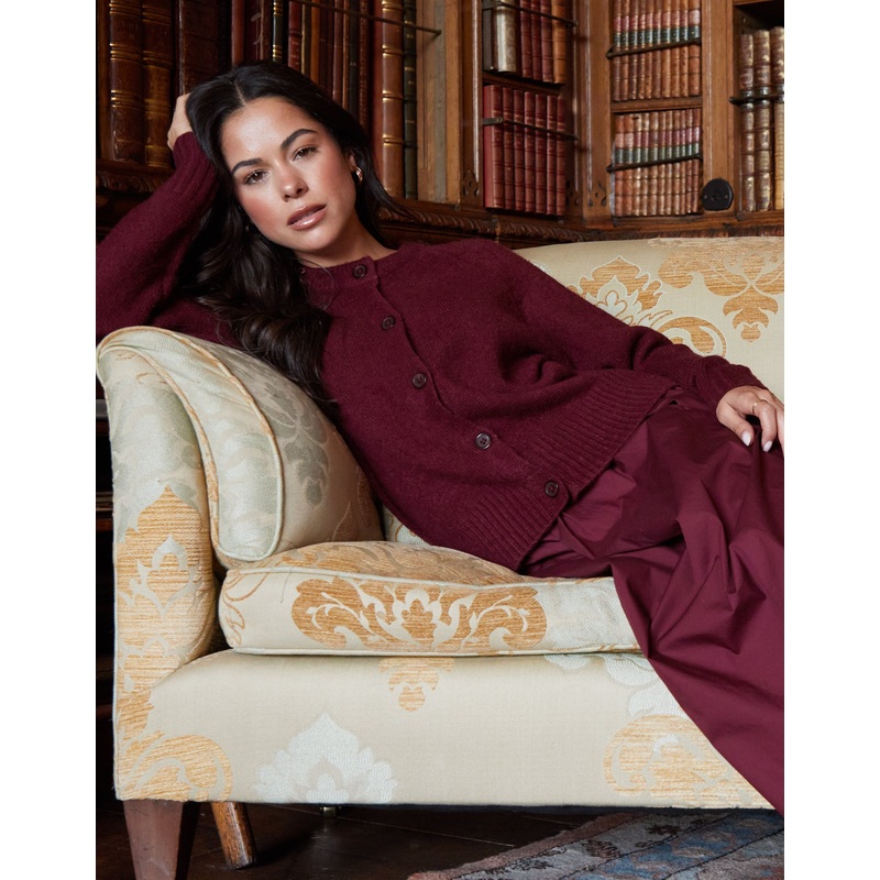 Berry Red Button Up Knitted Cardigan Berry Red 8