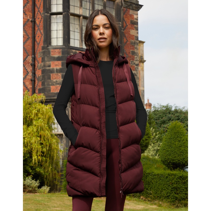 Berry Red Longline Padded Gilet Berry Red 8