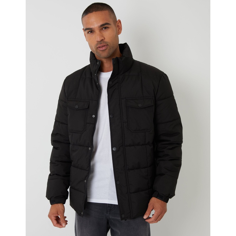 Black Padded Funnel Neck Jacket Black S