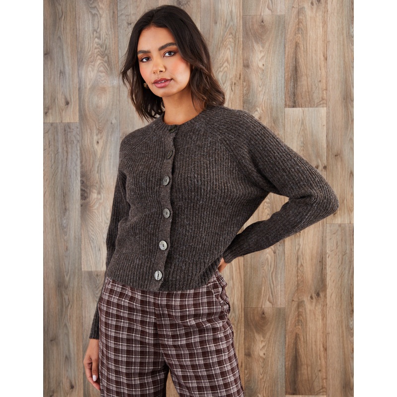 Chocolate Brown Chunky Knit Button Up Cardigan Chocolate Brown 8