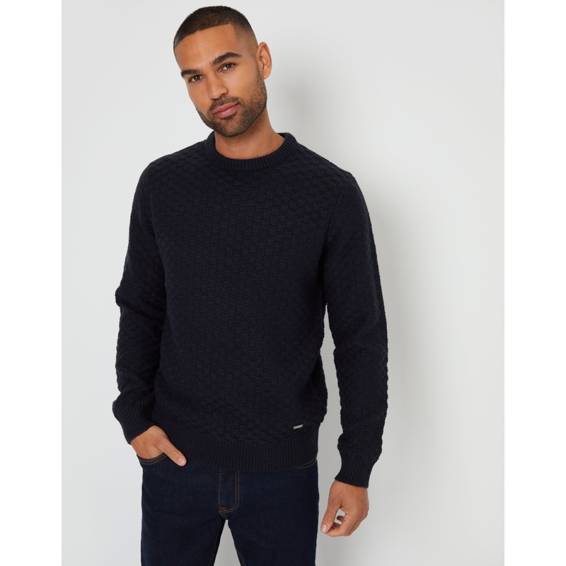 Navy Knitted Crew Neck Jumper Navy S