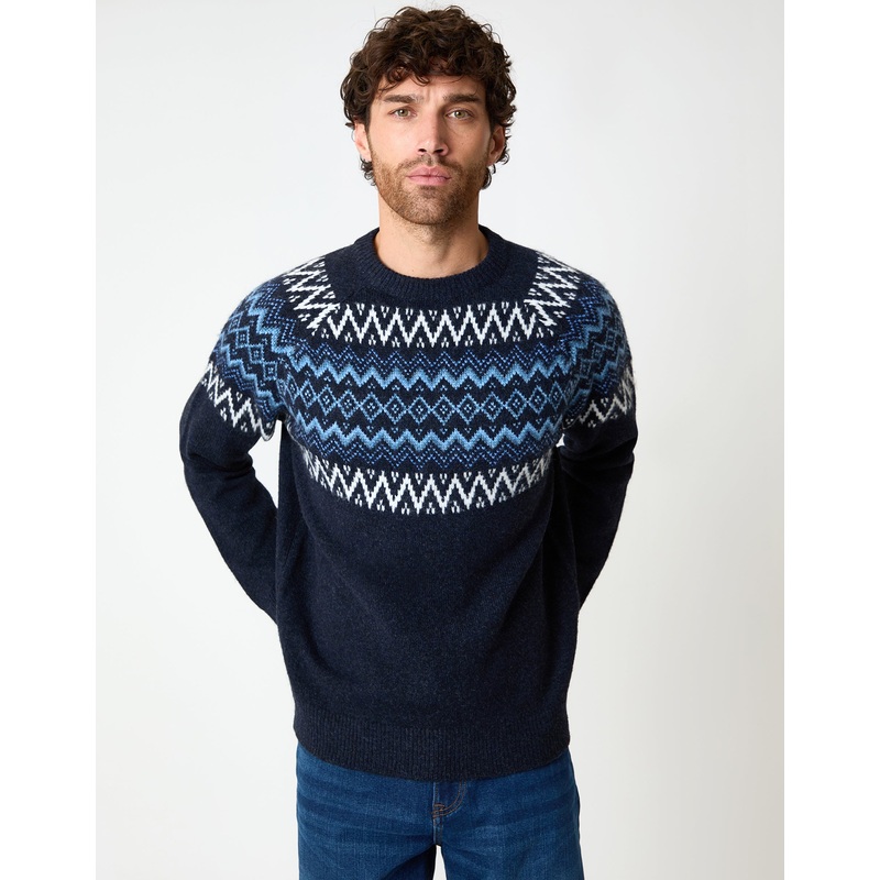 Navy Raglan Fairisle Christmas Jumper Navy S