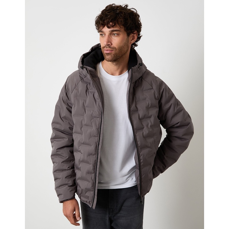 Slate Grey Hooded Quilted Jacket Slate Grey S