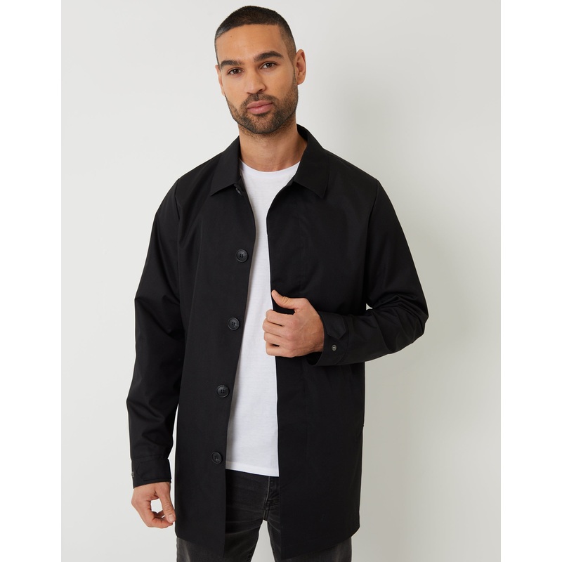Black Showerproof Longline Mac Black S