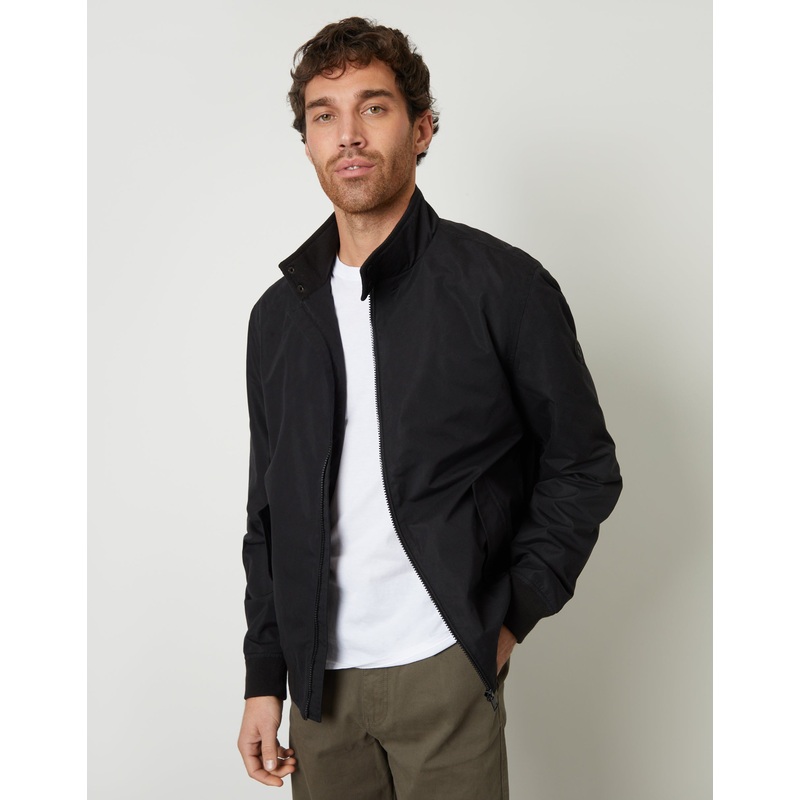 Black Zip Up Harrington Jacket Black S