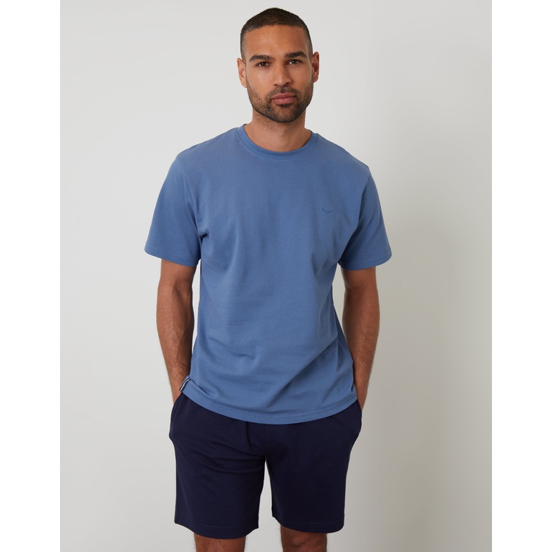 Blue Popcorn Textured Shortie Pyjamas (2-Piece Set) Blue S