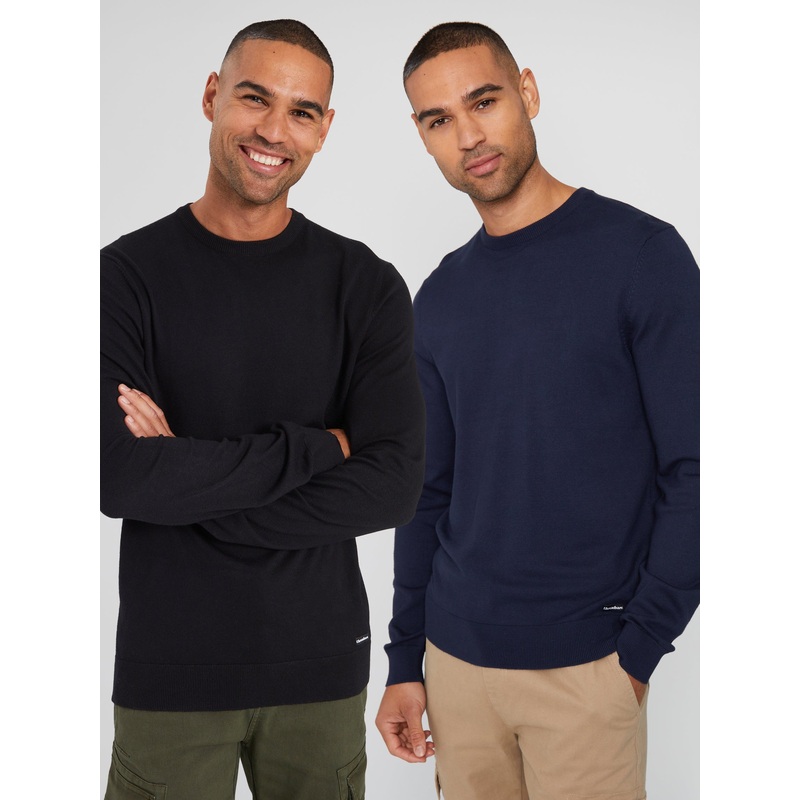 Navy & Black Crew Neck Knitted Jumpers (2 Pack) Navy & Black S