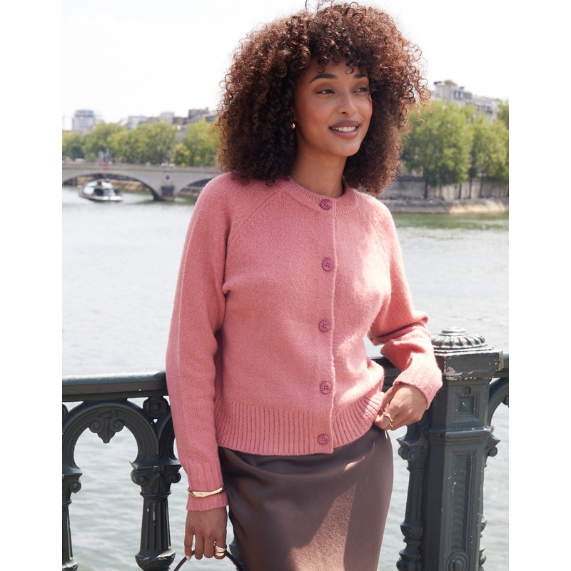 Pink Button Up Knitted Cardigan Pink 8