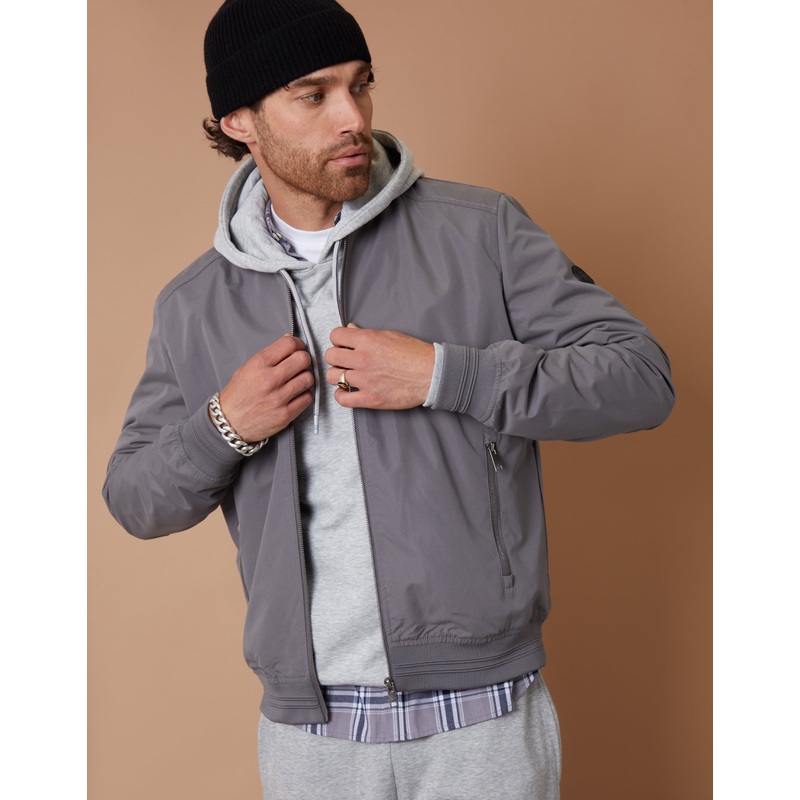 Slate Grey Showerproof Classic Bomber Jacket Slate Grey S