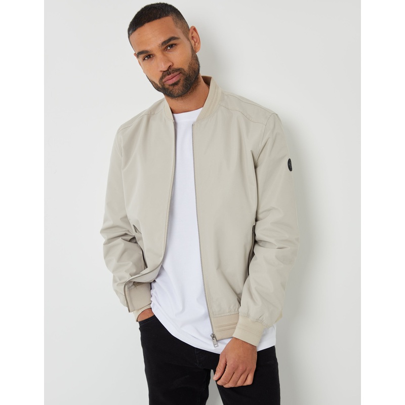 Stone Showerproof Classic Bomber Jacket Stone S