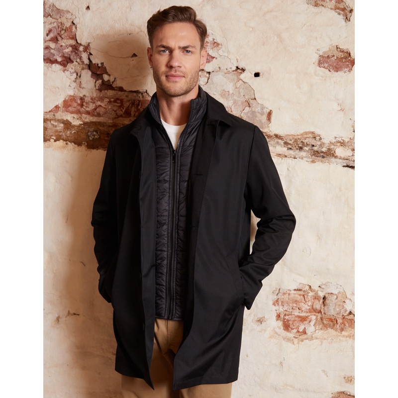 Black Collared Mock Layer Mac Black S