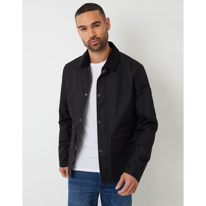 Black Showerproof Collared Lightweight Jacket Black S