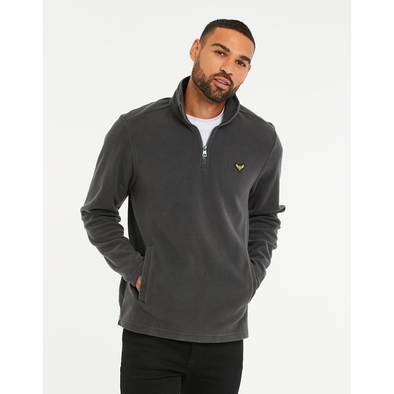 Charcoal Grey Quarter Zip Microfleece Sweatshirt Charcoal Grey S