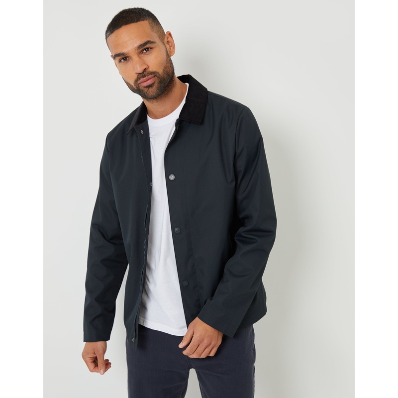 Navy Showerproof Corduroy Collar Jacket Navy S