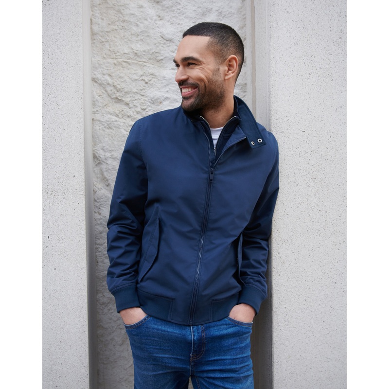 Navy Zip Up Harrington Jacket Navy S