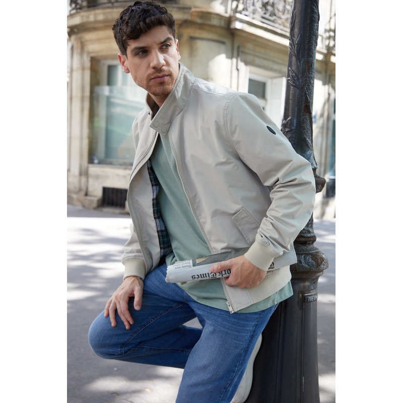 Stone Zip Up Harrington Jacket Stone S