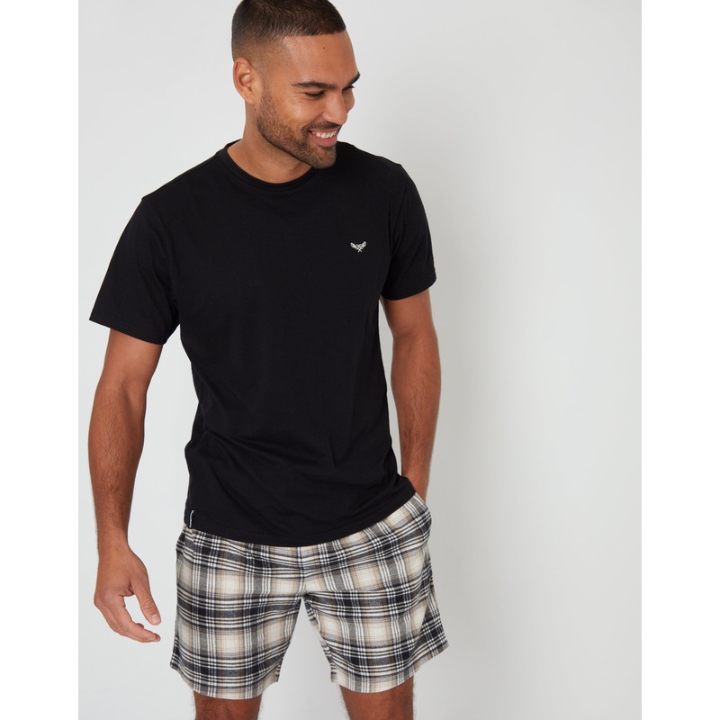 Black Check Shortie Pyjamas (2-Piece Set) Black S