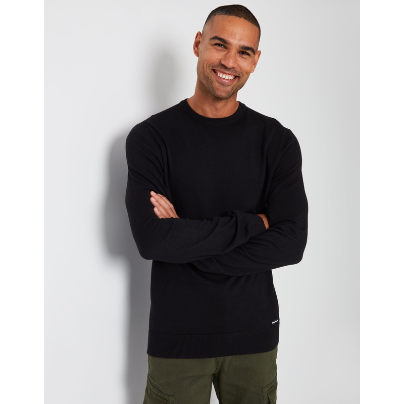 Black Crew Neck Knitted Jumper Black S