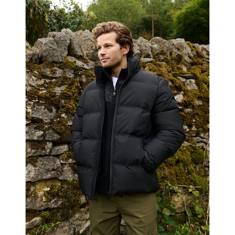 Black Funnel Neck Puffer Jacket Black S