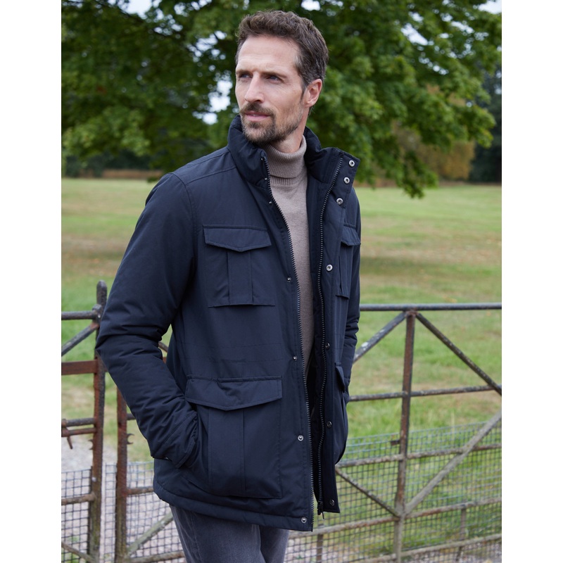 Black Funnel Neck Utility Coat Black S