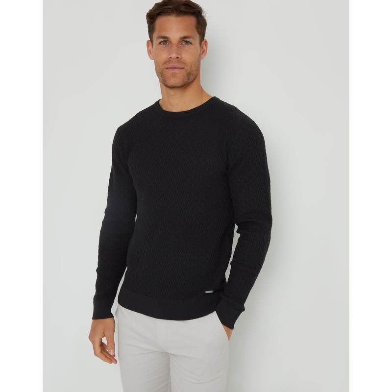 Black Mini Cable Knit Crew Neck Jumper Black S