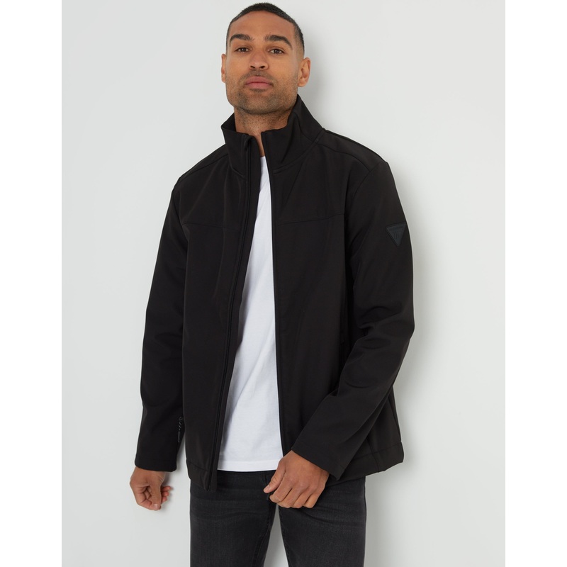 Black Stretch Funnel Neck Lightweight Jacket Black S