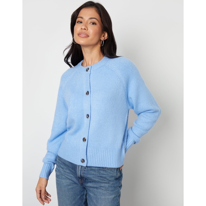 Blue Button Up Knitted Cardigan Blue 8
