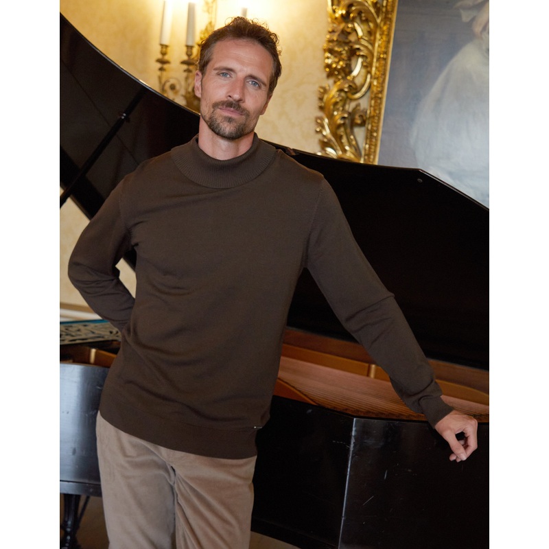 Brown Knitted Roll Neck Jumper Brown S