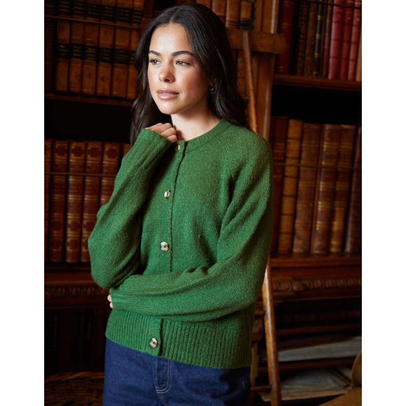 Green Button Up Knitted Cardigan Green 8