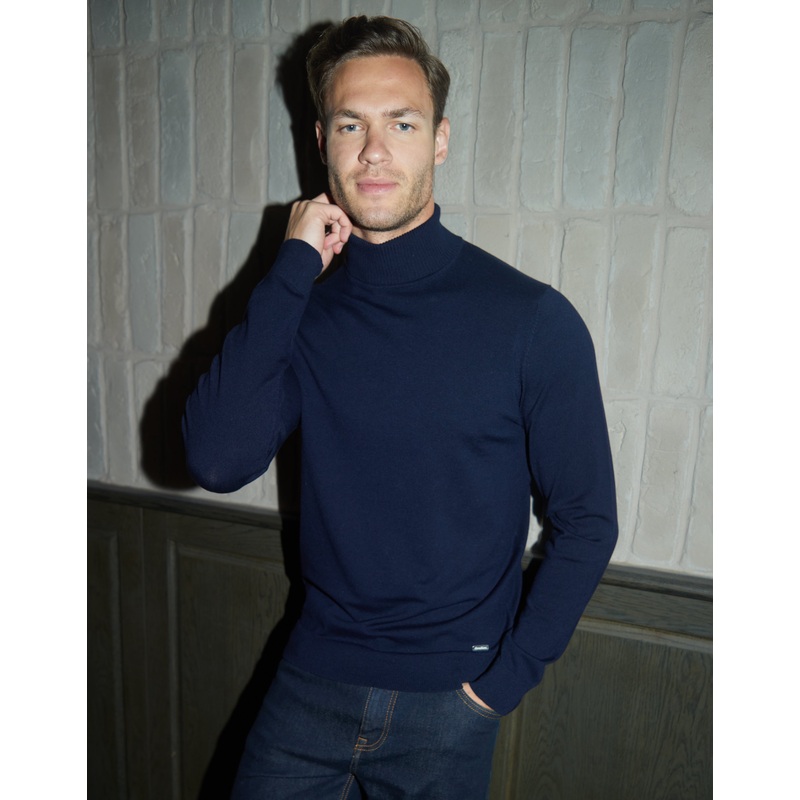 Navy Knitted Roll Neck Jumper Navy S