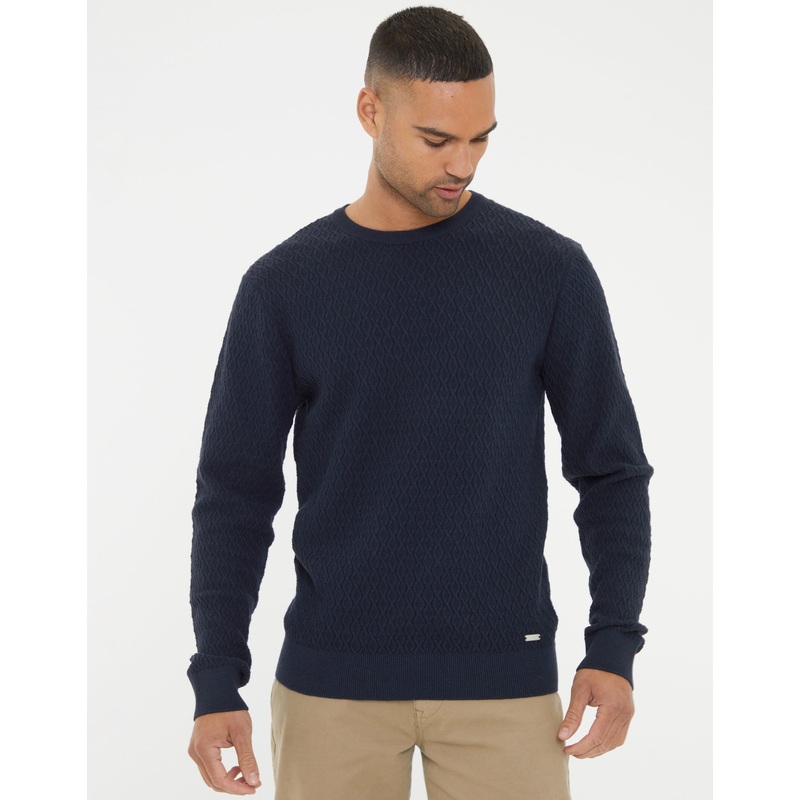 Navy Mini Cable Knit Crew Neck Jumper Navy S