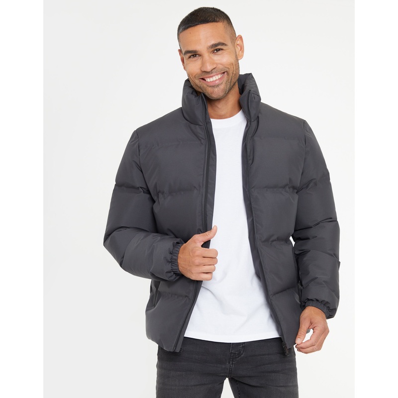 Slate Grey Funnel Neck Puffer Jacket Slate Grey S