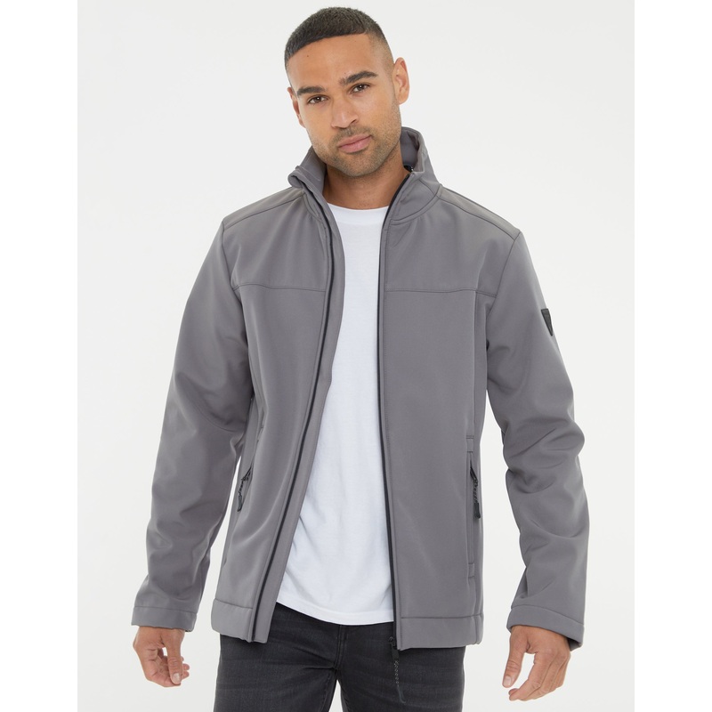 Slate Grey Stretch Funnel Neck Lightweight Jacket Slate Grey S
