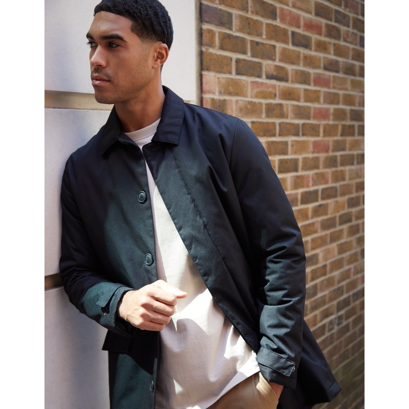 Black Showerproof Button Up Collared Mac Black S