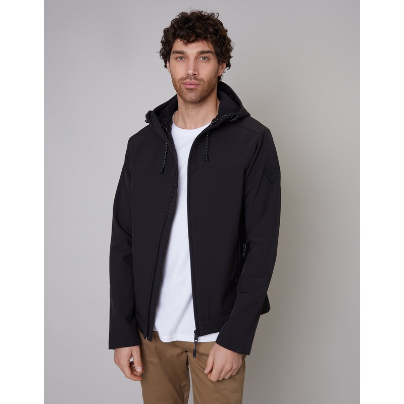 Black Fleece Lined Hooded Jacket Black S