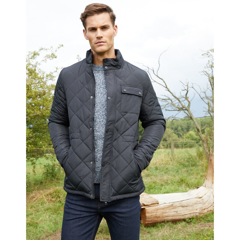 Black Showerproof Diamond Quilted Jacket Black S